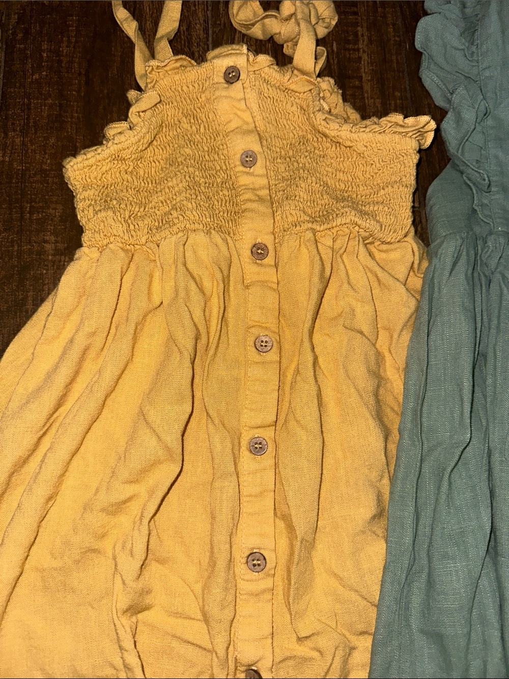 Abby & Evie Girls Dress Bundle Size 4 Mustard & Sage Green - Picture 2 of 8